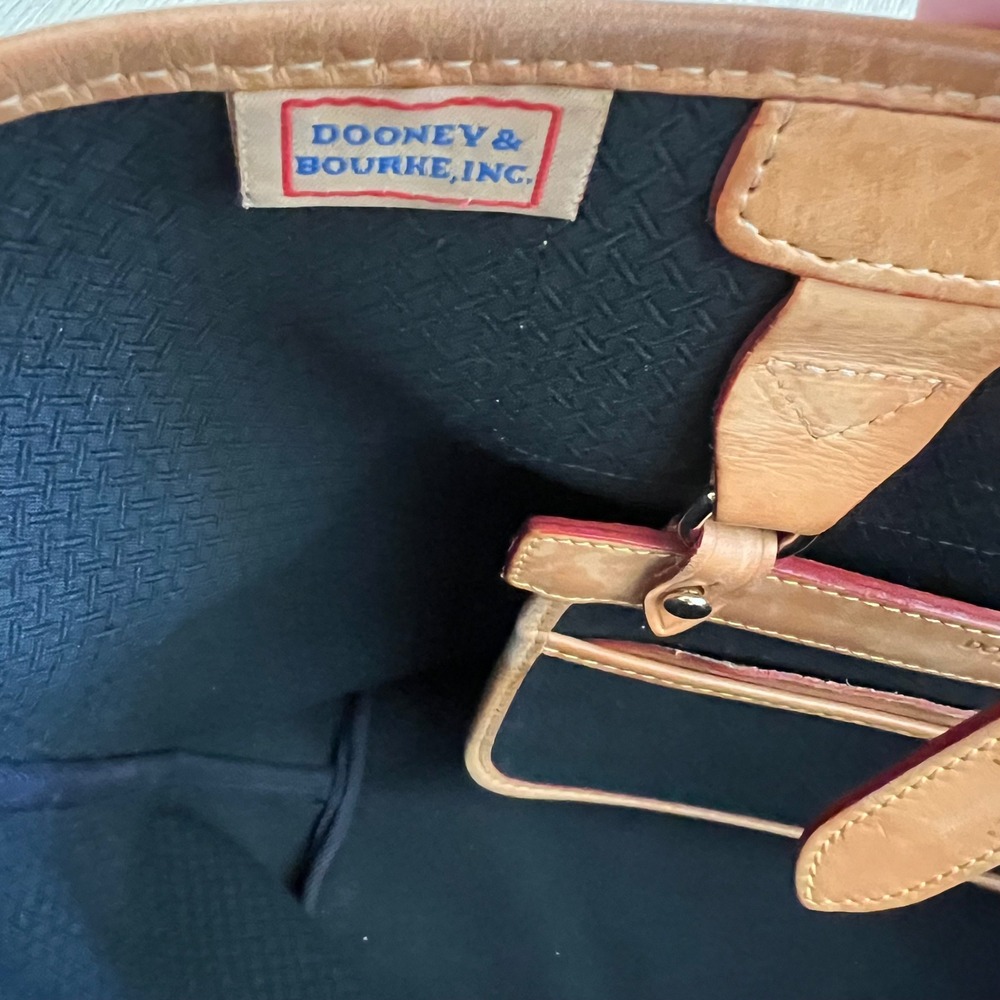 Dooney & Bourke Navy Blue Canvas Leather Trim Tote Bag Gold Hardware Shopper - Picture 9 of 16